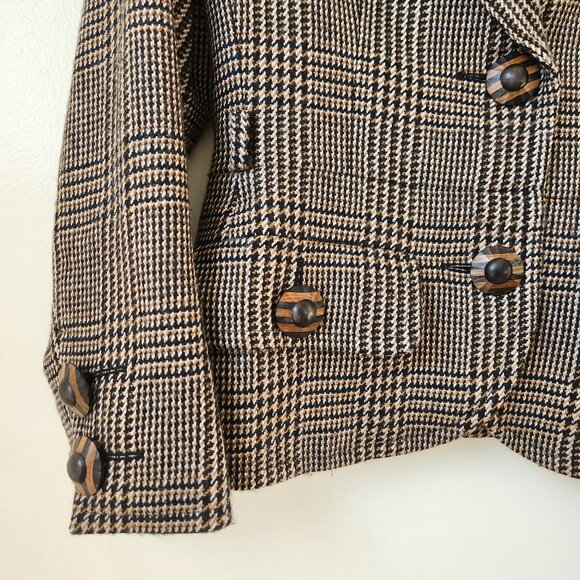 Yves Saint Laurent Vintage Houndstooth Blazer Skirt Set Size 42 - Picture 3 of 11